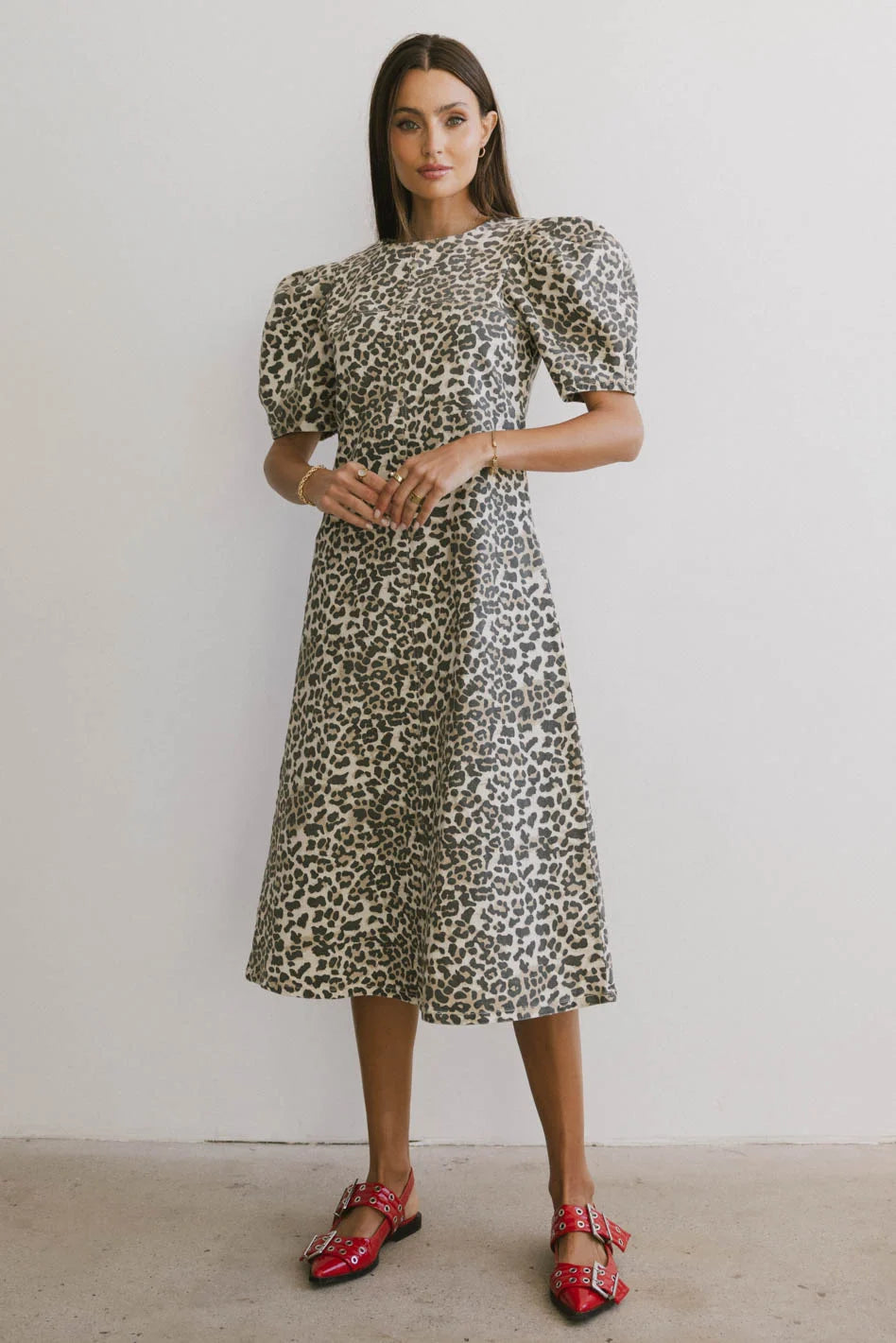 Campbell Denim Dress in Leopard Best Seller