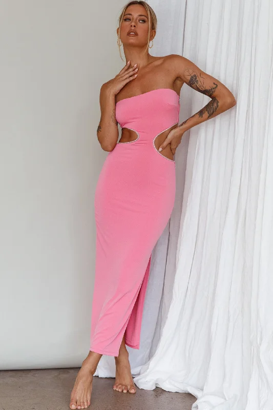 Bridget Cut-Out Midi Dress Barbie Pink Classic Charm