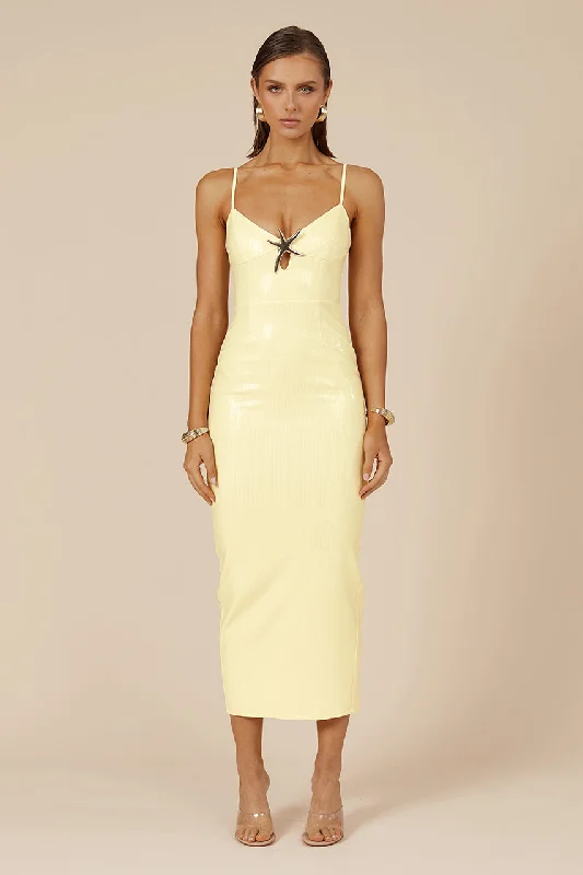 BENITO MIDI DRESS - LEMON Dive Into Trendy Women's Fashion