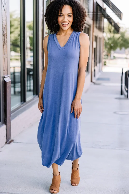 New Moves Denim Blue Midi Dress Hot Deals