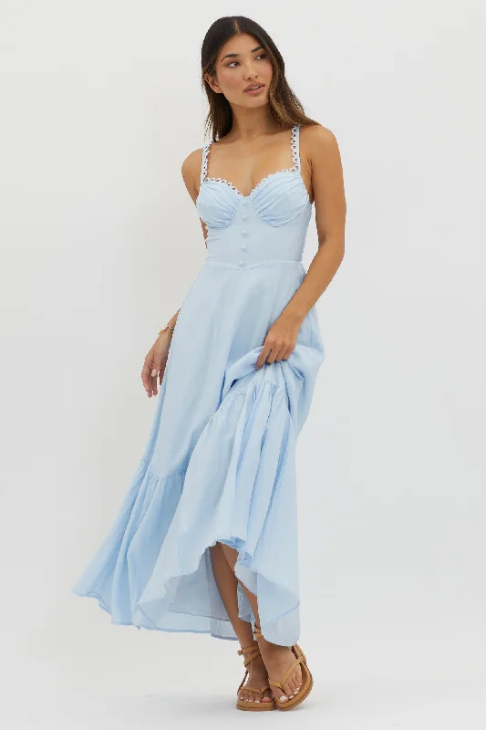 Golden Suns Scallop Trim Midi Dress Baby Blue Exclusive Sale