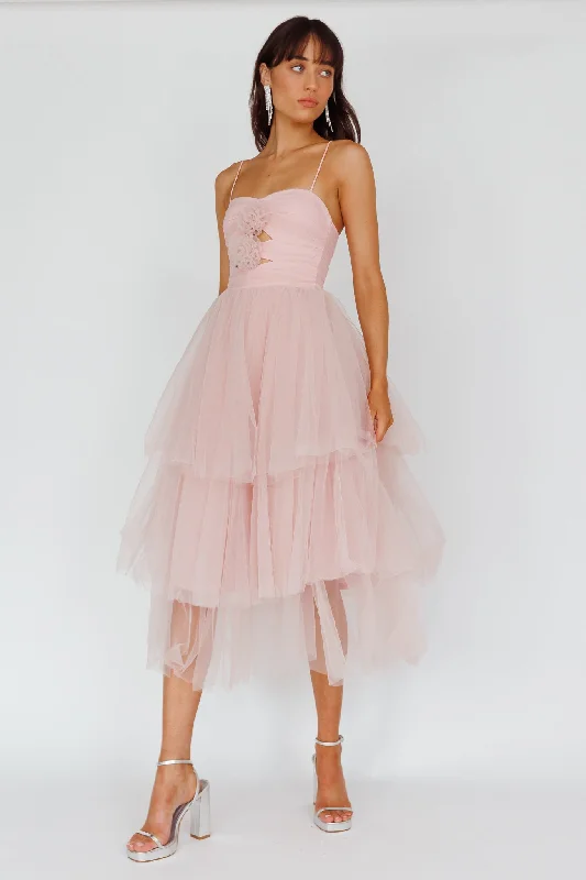 Seraphina Rose Bodice Tulle Midi Dress Blush Mega Sale