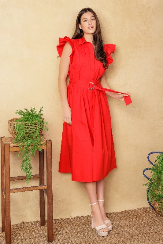 GLIMPSE IN TIME WOVEN MIDI DRESS Low Price Special