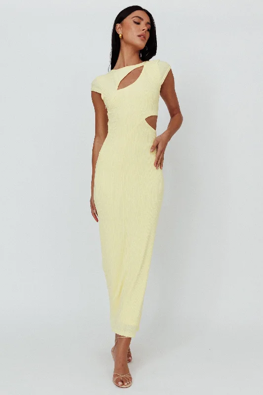 Elenice Cap Sleeve Cut-Out Midi Dress Lemon Special Occasion Wear