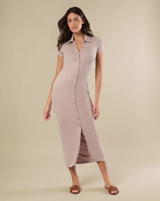 Short Sleeve Button Down Midi Dress Weekend Special