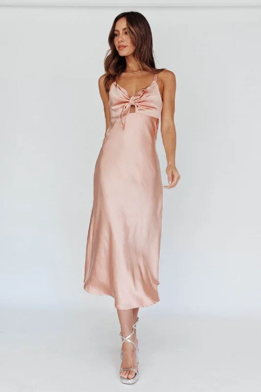 Perfect Day Satin Midi Dress Blush Chic & Cozy Collection