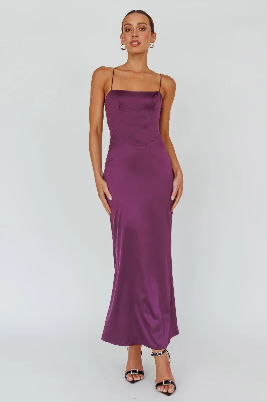 Teneal Lace-Up Back Maxi Dress Plum Trendsetter's Closet