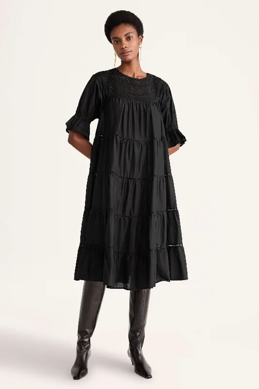 Paradis Eyelet Dress in Black Limited Time Flash Sale