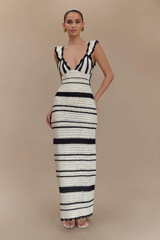 Perpetua Knit Contrast Maxi Dress - Black And White Chic Style