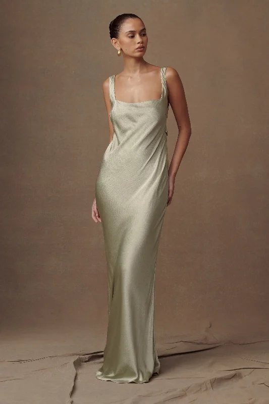 Ensley Satin Maxi Dress - Sage Sustainable Fashion Extravaganza