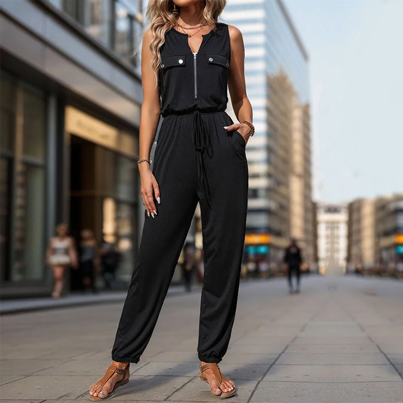 IKEARLAX New Hot Trade Jumpsuit New New 2025 Summer Women's Clothing Black Sleeveless  Jumpsuit Chic And Trendy