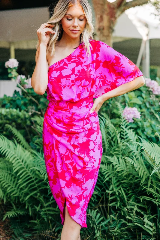 Making Moves Berry Pink Floral Midi Dress Style Your Wardrobe