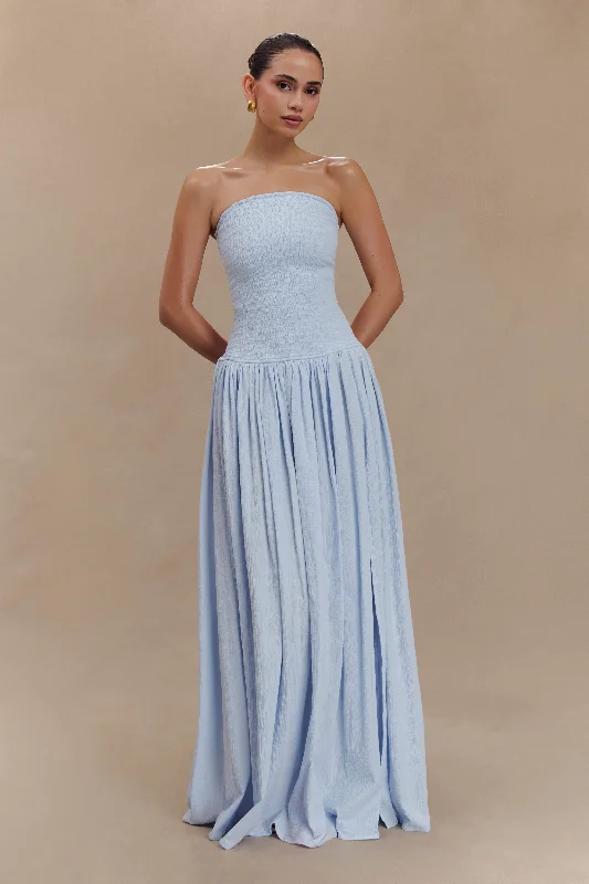 Maureen Cotton Shirring Maxi Dress - Powder Blue Wardrobe Upgrade