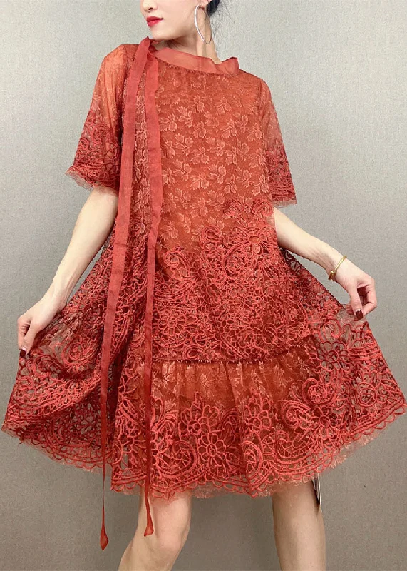 Orange Patchwork Tulle Party Dress Embroideried Summer New Season Fashion Preview Sale