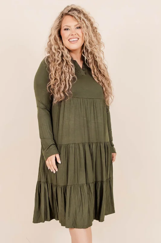 Westward Feelings Dress, Olive Minimalist Elegant