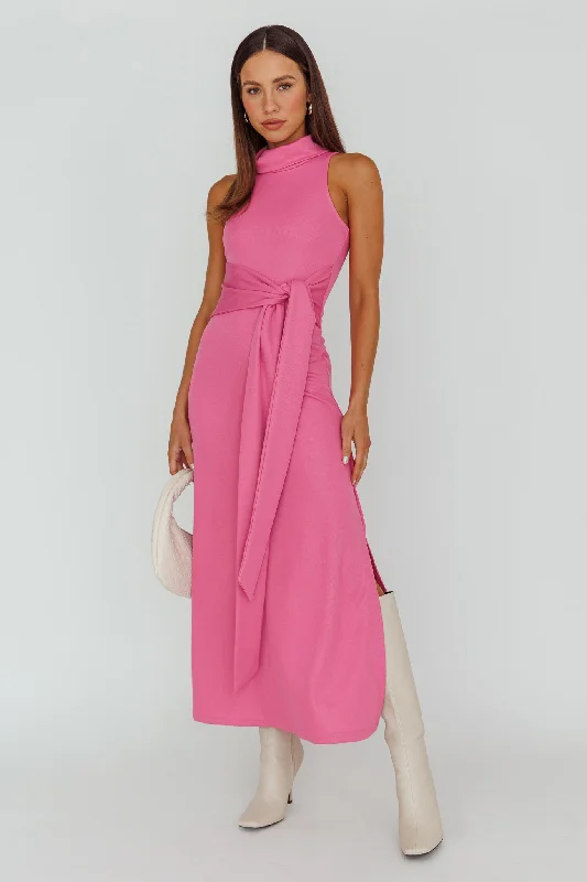 Make A Way Sleeveless Turtleneck Dress Pink Premium Fashion