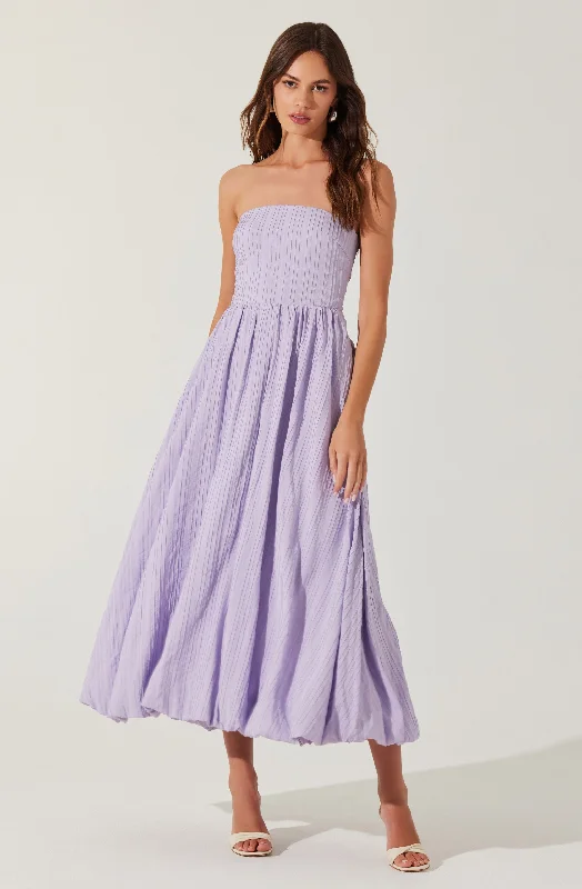 Strapless Linen-Blend Midi Dress Alluring Design