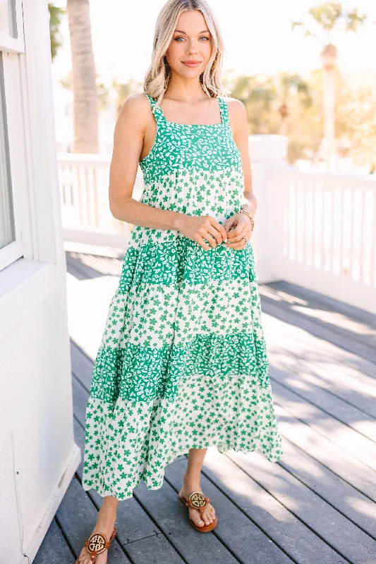 What You Love Green Ditsy Floral Midi Dress Day To Night Styles