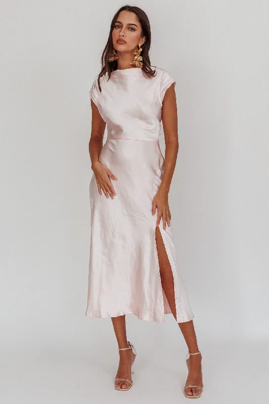 Lucinda Twist Back Midi Dress Blush Trending Items