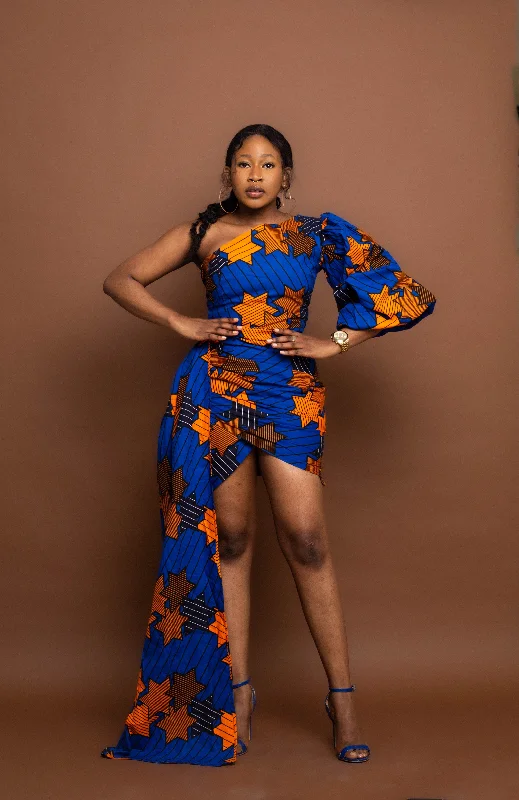 Funke Ankara Short Mini Dress | Yellow and Orange African Tribal Print Score Big On Glamorous Red - Carpet Styles