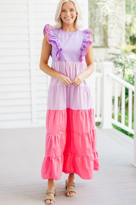 Thinking About It Purple Colorblock Maxi Dress Must Haves