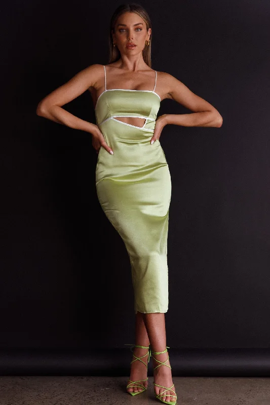 Laia Cut-Out Bodice Midi Dress Green Hollywood Glam Award - Show Style