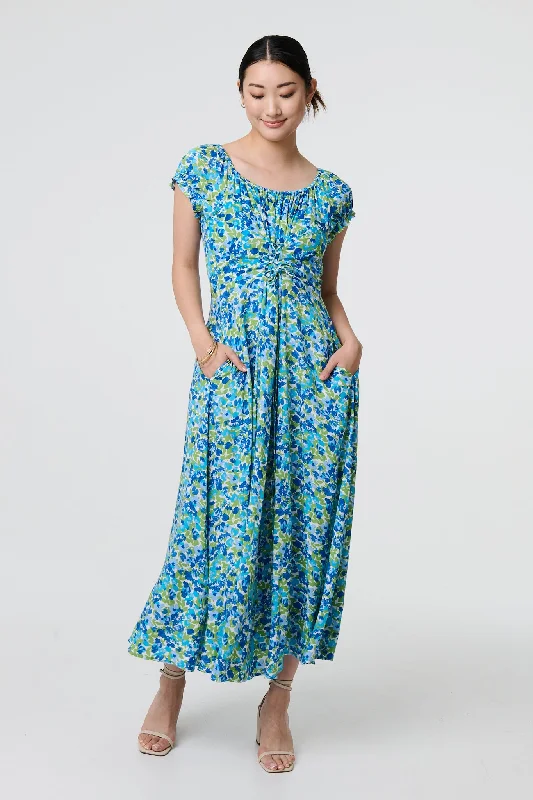 Ditsy Floral Bardot Smock Midi Dress The Epitome Of Modern Women's Fashion