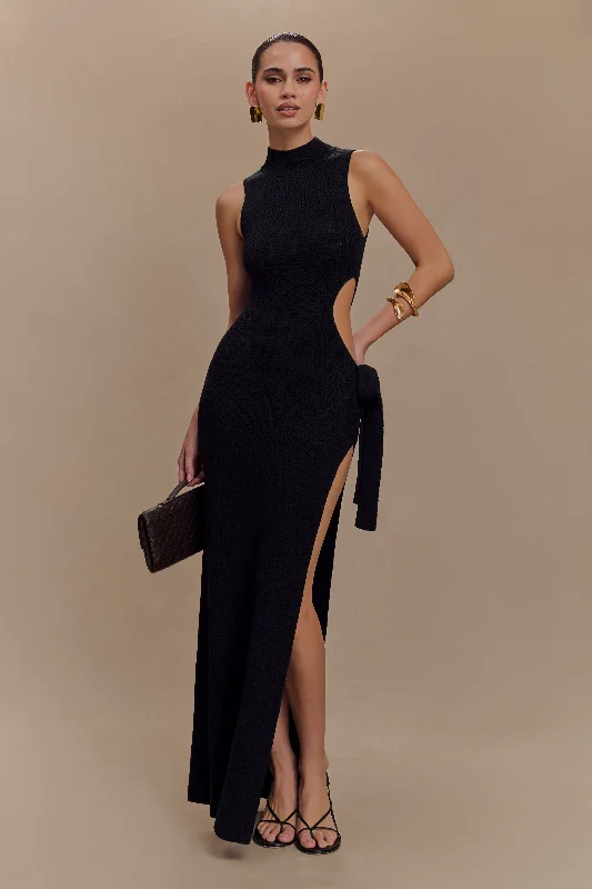 Stephanie Cut Out Knit Maxi Dress - Black Formal Outfit