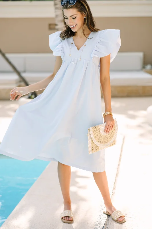 Let Us Rejoice Baby Blue Cotton Midi Dress Massive Selection Sale