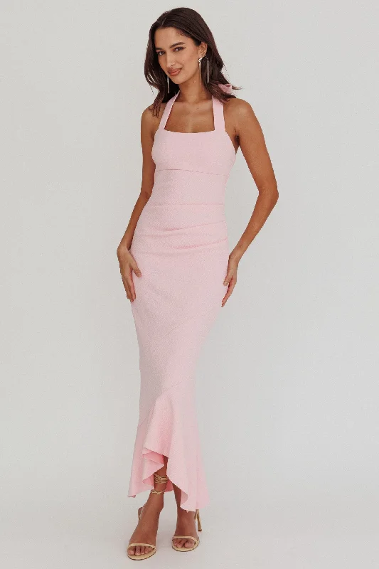 Fire Of Stars Halterneck Midi Dress Pink Huge Markdowns