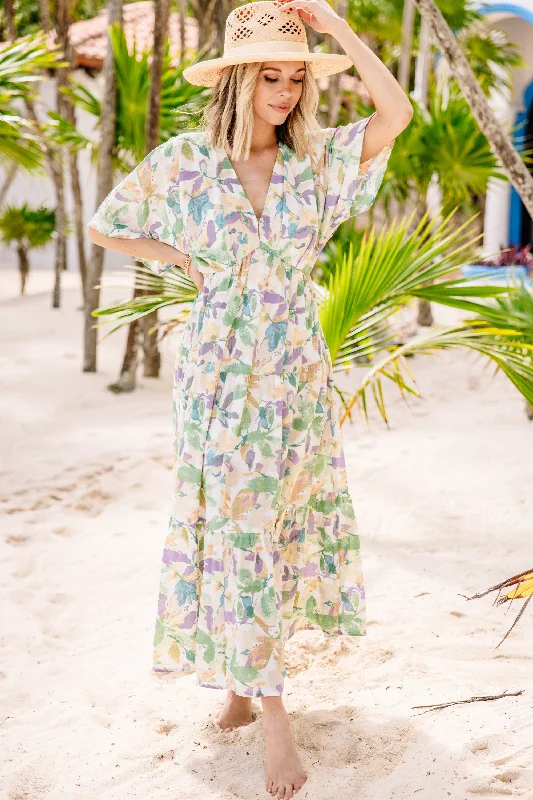 At This Time Green Floral Maxi Dress Modern Glamour