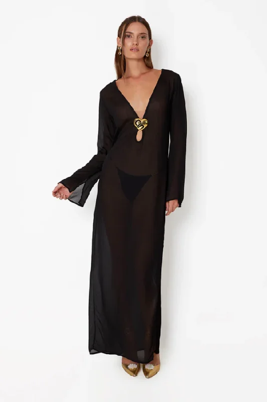 Hotline Heart Maxi Dress Black Fashion Frontiers