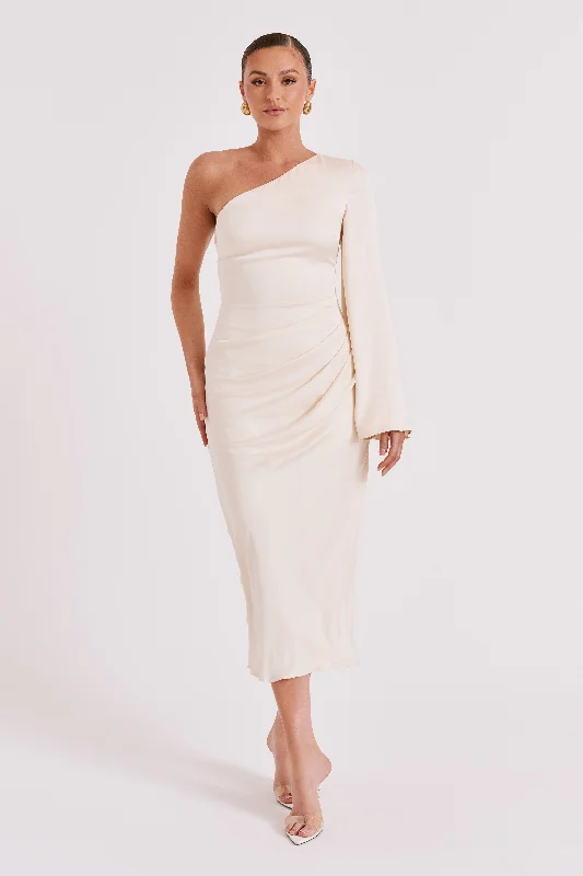 Nyomi One Shoulder Maxi Dress - Ivory Flash Sale