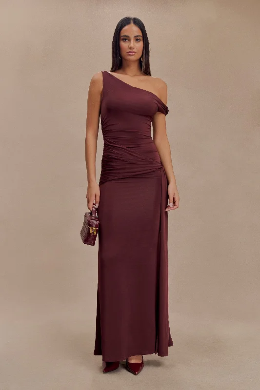 Aisnley Slinky Fishtail Maxi Dress - Mahogany Stylish Looks