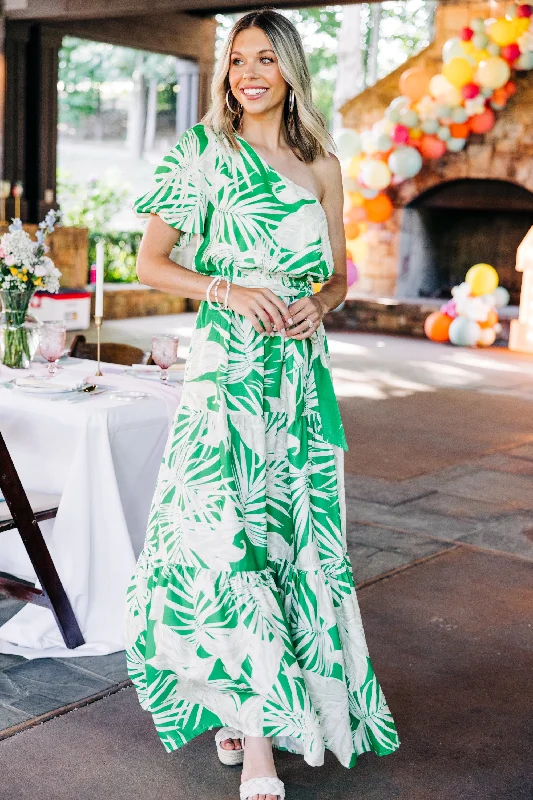 Beachside Beauty Green Palm Maxi Dress Style Versatile Women's Collection