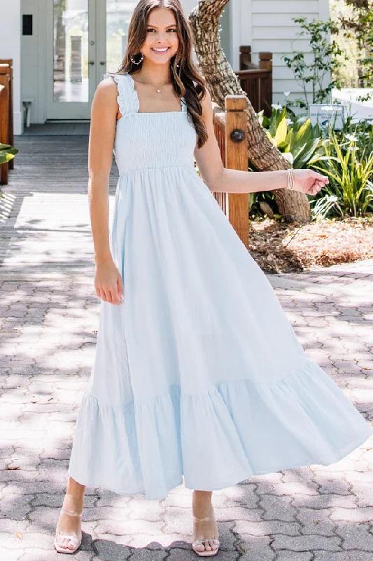 Easy Love Light Blue Smocked Maxi Dress Special Offers