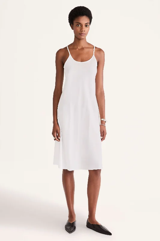 Midi Slip Dress in White Fashion Forward