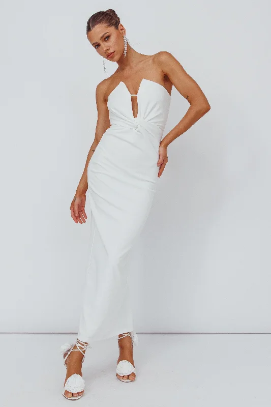 Deonne Twist Waist Midi Dress White Vibrant Styles