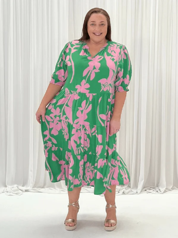 Spring Floral Dress - Emerald Flash Deals