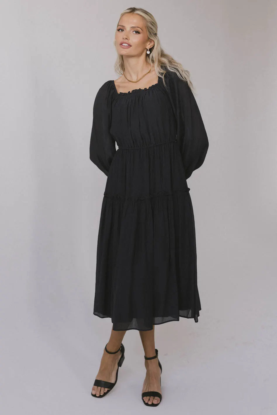 Finnian Midi Dress in Navy Luxury Comfort