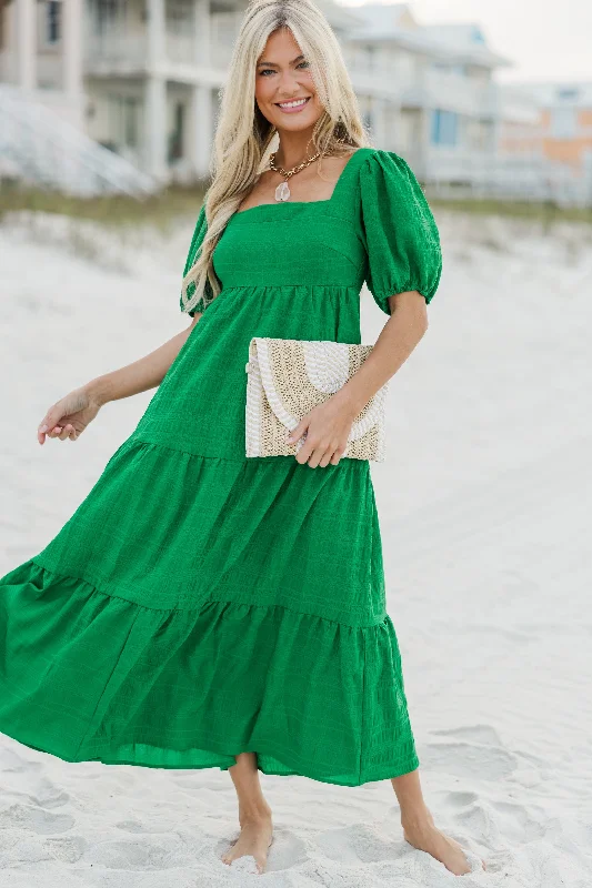 Think About It Kelly Green Midi Dress Seasonal Style Discounts