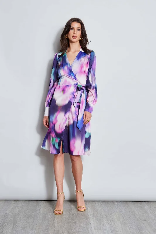 Moire Floral Wrap Dress Urban Sophistication