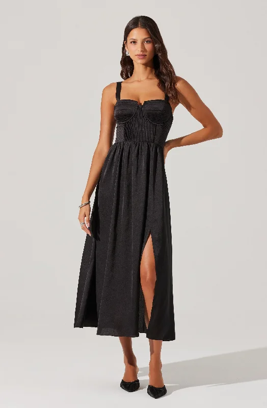 Pleated Bustier Midi Dress Absurdly Cheap Sale