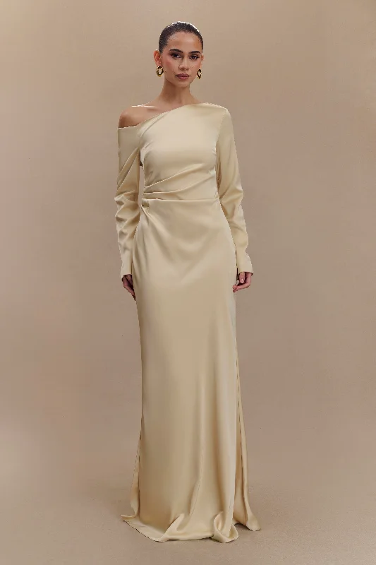 Avery Long Sleeve Maxi Dress - Gold Premium Quality Garments