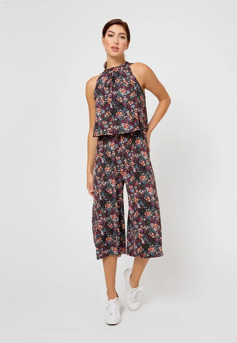 Leota Women's Skyler Cropped In Confetti Floral Jumpsuit Purple Chic & Cozy Collection