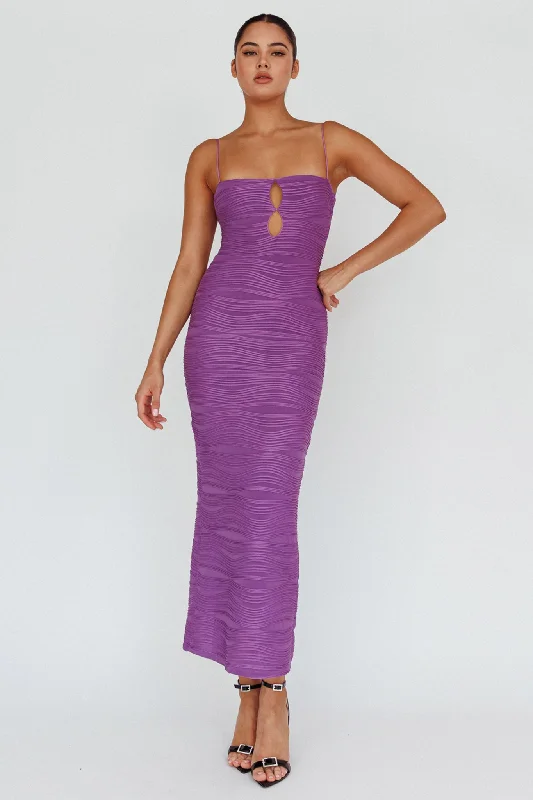 Orion Keyhole Bodice Midi Dress Purple Imeless Style