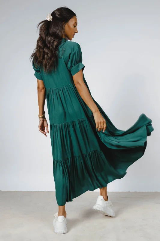 Amanda Tiered Dress in Hunter Green Limited - Time Bundle