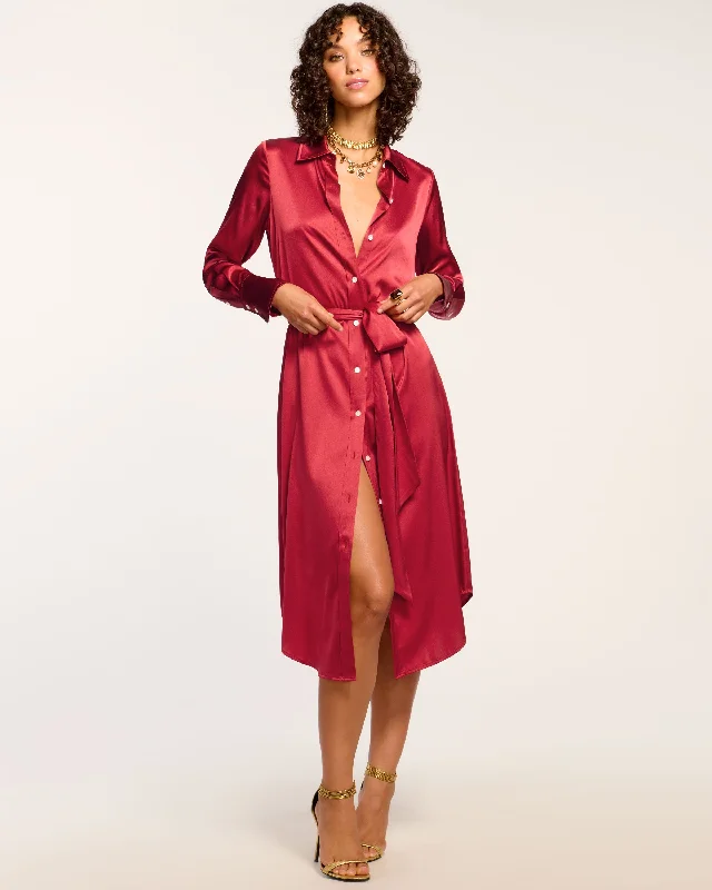 Victoria Silk Button Down Midi Dress Modern Romance