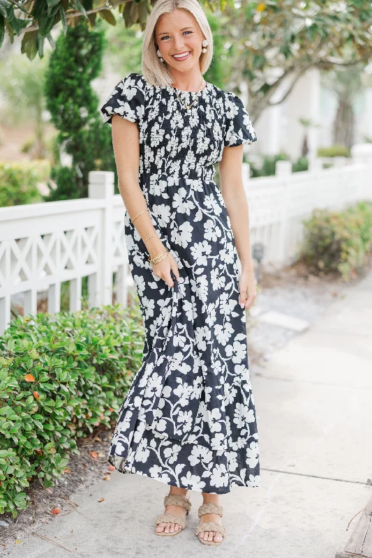 Make The Right Choice Black Floral Maxi Dress Daily Deals