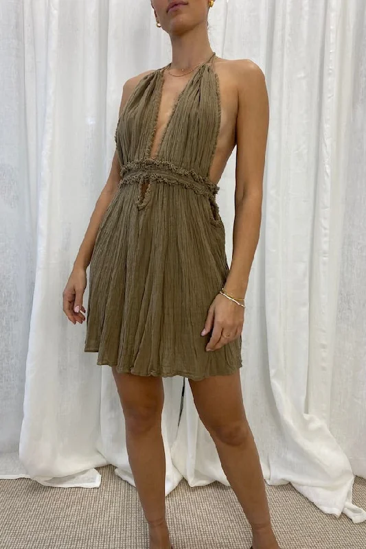 Lefkothea Mini Dress Mocha Stylish Savings